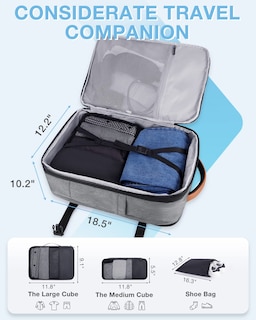 Foto 3 | Foto 3 | Mochila De Viaje Bagsmart Compression 40 L Con Cubos De Embalaje Gris - Venta Internacional.