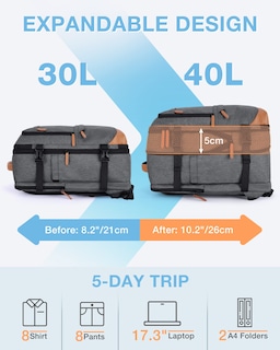 Foto 4 | Foto 4 | Mochila De Viaje Bagsmart Compression 40 L Con Cubos De Embalaje Gris - Venta Internacional.