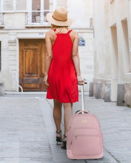 Foto 2 | Foto 2 | Mochila Rodante Matein Para Mujer De 17 Pulgadas Con Ruedas, Color Rosa - Venta Internacional.