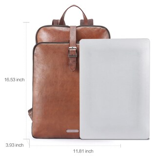 Foto 4 | Foto 4 | Mochila Cluci de Piel Marrón Oscuro para Portátil de 15.6 Pulgadas - Venta Internacional