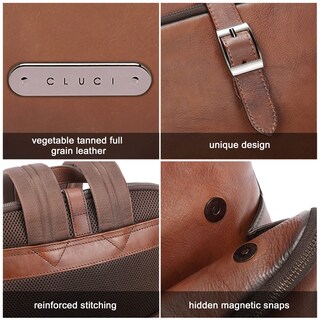 Foto 5 | Foto 5 | Mochila Cluci de Piel Marrón Oscuro para Portátil de 15.6 Pulgadas - Venta Internacional