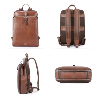 Foto 6 | Foto 6 | Mochila Cluci de Piel Marrón Oscuro para Portátil de 15.6 Pulgadas - Venta Internacional