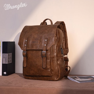 Foto 2 | Foto 2 | Mochila Para Portátil Montana West × Wrangler Brown De Cuero Vegano - Venta Internacional.