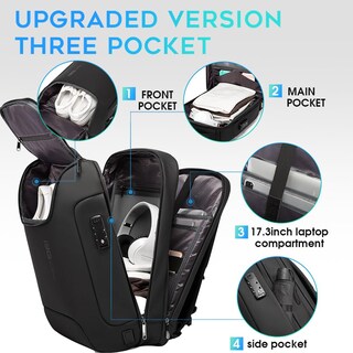 Foto 3 | Foto 3 | Mochila Bange, Antirrobo, Impermeable, A La Moda, Para Viajes, 17.3 Pulgadas - Venta Internacional.