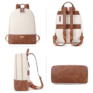Foto 6 | Foto 6 | Mochila de Piel CLUCI para Portátil de 15,6\" Beige