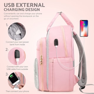 Foto 6 | Foto 6 | Mochila Etronik Rosa para Mujer con Espacio de Portátil 15,6 Pulgadas y Puerto USB - Venta Internacional