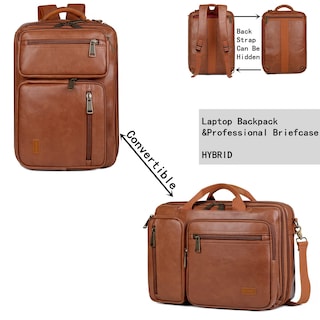 Foto 2 | Foto 2 | Mochila Maletín Para Portátil Híbrido De 15,6 Pulgadas, Piel Vegana, Color Marrón - Venta Internacional.