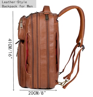 Foto 7 | Foto 7 | Mochila Maletín Para Portátil Híbrido De 15,6 Pulgadas, Piel Vegana, Color Marrón - Venta Internacional.