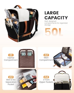 Foto 3 | Foto 3 | Mochila De Viaje Lovevook Tsa Carry On 50l Para Mujer Beige - Venta Internacional.