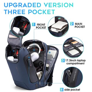 Foto 2 | Foto 2 | Mochila De Negocios Bange Para Portátil De 17.3 Pulgadas Con Antirrobo Para Hombre - Venta Internacional.