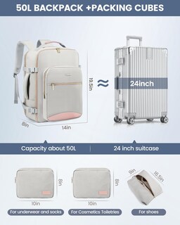 Foto 5 | Foto 5 | Mochila De Viaje Lovevook Carry On 50 L Impermeable Con Cubos - Venta Internacional.