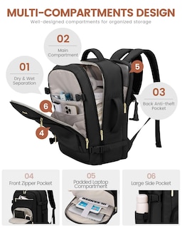 Foto 4 | Foto 4 | Mochila De Viaje Lovevook Carry On De 40 Litros Para Mujeres Y Hombres, Color Negro - Venta Internacional.