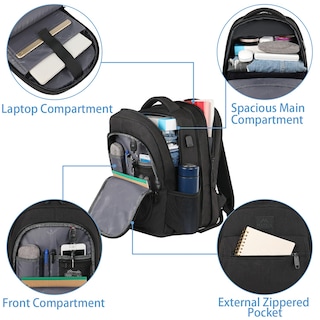 Foto 2 | Foto 2 | Mochila Matein Para Portátil Ampliable De Viaje, 15.6 Pulgadas, Usb, Negra - Venta Internacional.
