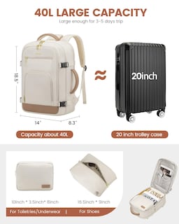 Foto 4 | Foto 4 | Mochila De Viaje Lovevook 40l Para Mujer Con Portátil De 17 Pulgadas A Prueba De Agua - Venta Internacional.