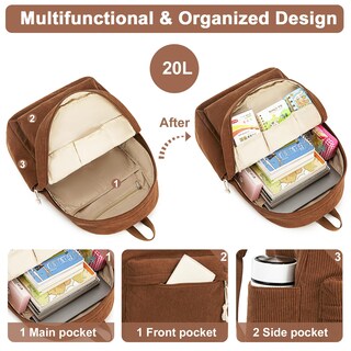 Foto 3 | Foto 3 | Mochila Escolar Btoop De Pana Para Adolescentes, Bolsa Para Portátil De 17 Pulgadas - Venta Internacional.