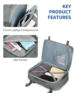Foto 5 | Foto 5 | Mochila Wandf Expandible Para Portátil De 17 Pulgadas, 32 L, Color Gris - Venta Internacional.