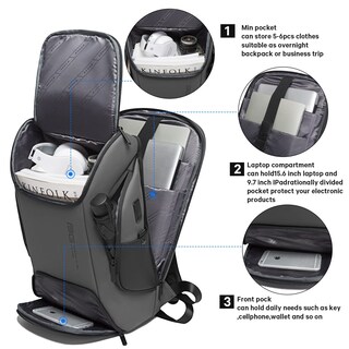 Foto 2 | Foto 2 | Mochila Bange Business Laptop Smart 15.6'' Impermeable Gris - Venta Internacional.