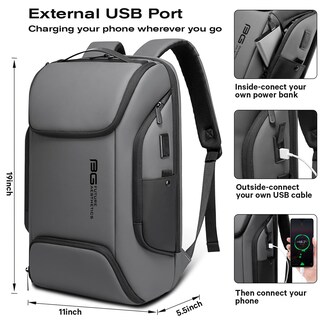 Foto 3 | Foto 3 | Mochila Bange Business Laptop Smart 15.6'' Impermeable Gris - Venta Internacional.