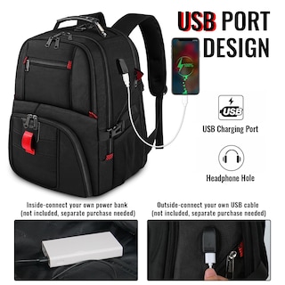 Foto 3 | Foto 3 | Mochila De Viaje Yorepek Para Portátil De 15,6 Pulgadas, Resistente Al Agua, Negra - Venta Internacional.