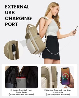 Foto 4 | Foto 4 | Mochila Para Portátil Lovevook 15.6 Pulgadas Impermeable Para Mujer, Color Caqui - Venta Internacional.