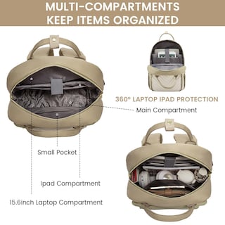 Foto 6 | Foto 6 | Mochila Para Portátil Lovevook 15.6 Pulgadas Impermeable Para Mujer, Color Caqui - Venta Internacional.