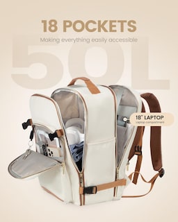 Foto 3 | Foto 3 | Mochila De Viaje Lovevook Carry On De 50 Litros Con Portátil De 18 Pulgadas, Color Beige - Venta Internacional.
