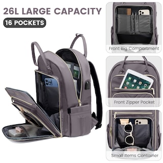 Foto 3 | Foto 3 | Mochila Lovevook Para Mujer, Portátil De 15,6 Pulgadas, Trabajo Y Viajes, Gris Y Morado - Venta Internacional.