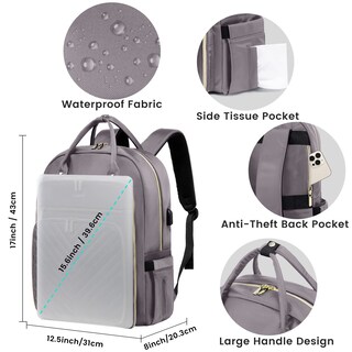 Foto 4 | Foto 4 | Mochila Lovevook Para Mujer, Portátil De 15,6 Pulgadas, Trabajo Y Viajes, Gris Y Morado - Venta Internacional.