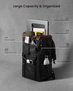 Foto 3 | Foto 3 | Mochila Tomtoc Con Solapa Para Portátil De 22 Litros, Resistente Al Agua De 13 A 15,6 Pulgadas, Oscura - Venta Internacional.