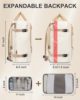 Foto 2 | Foto 2 | Mochila Matein Carry On Tsa De 52 Litros Para Portátil De Viaje De 17 Pulgadas, Color Beige - Venta Internacional.