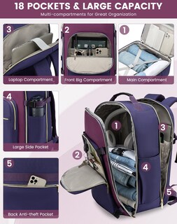 Foto 3 | Foto 3 | Mochila De Viaje Lovevook 40l Impermeable Para Mujeres Y Hombres - Venta Internacional.