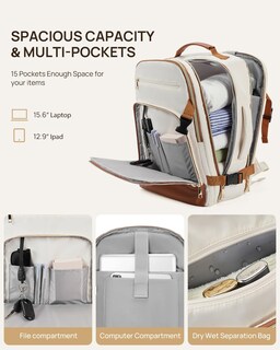 Foto 2 | Foto 2 | Mochila De Viaje Telena Para Portátil De 15.6 Pulgadas Para Mujer Beige-marrón - Venta Internacional.