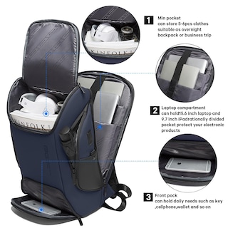 Foto 2 | Foto 2 | Mochila Bange Business Laptop Smart 15.6'' Impermeable Azul - Venta Internacional.