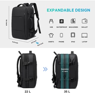 Foto 3 | Foto 3 | Mochila De Mano Bange Blake De 45 L Para Viajes De Negocios De 17.3 Pulgadas - Venta Internacional.