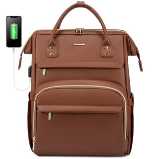 Foto 1 | Foto 1 | Mochila Para Portátil Lovevook De Piel De 18 Pulgadas Para Mujer, Color Marrón - Venta Internacional.