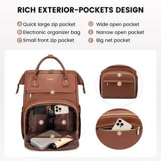 Foto 3 | Foto 3 | Mochila Para Portátil Lovevook De Piel De 18 Pulgadas Para Mujer, Color Marrón - Venta Internacional.