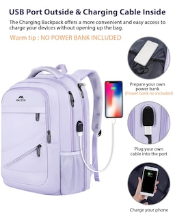 Foto 6 | Foto 6 | Mochila Matein Para Portátil Extragrande De 18,4 Pulgadas Con Puerto Usb, Color Morado - Venta Internacional.