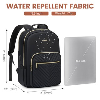 Foto 5 | Foto 5 | Mochila Para Portátil Lovevook Para Mujer, 15.6 Pulgadas, Impermeable, Negra - Venta Internacional.