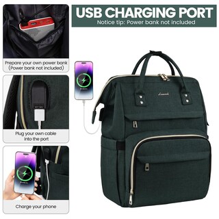 Foto 3 | Foto 3 | Mochila Para Portátil Lovevook Para Mujer, 17 Pulgadas, Impermeable, Verde Oscuro - Venta Internacional.