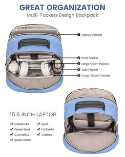 Foto 3 | Foto 3 | Mochila Lovevook Para Portátil Para Mujer De 15,6 Pulgadas Con Puerto Usb, Color Azul - Venta Internacional.