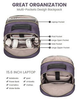 Foto 3 | Foto 3 | Mochila Lovevook Para Mujer, Portátil De Viaje De 15.6 Pulgadas Con Puerto Usb - Venta Internacional.