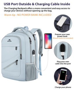 Foto 4 | Foto 4 | Mochila Para Portátil Matein Para Mujer De 17 Pulgadas Con Puerto De Carga Usb - Venta Internacional.