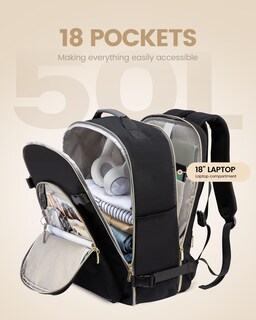 Foto 3 | Foto 3 | Mochila De Viaje Para Portátil Lovevook 50 L Impermeable 46 Cm Negra - Venta Internacional.
