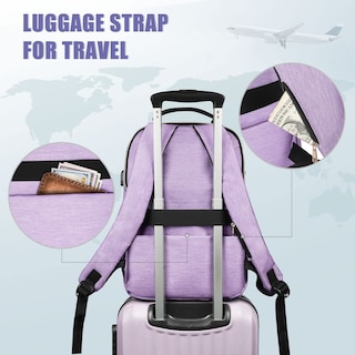 Foto 6 | Foto 6 | Mochila Para Portátil Matein Para Mujer De 15,6 Pulgadas Con Puerto Usb, Color Morado - Venta Internacional.