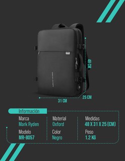 Foto 6 | Foto 6 | Mochila Expandible Mark Ryden 8057 Negra