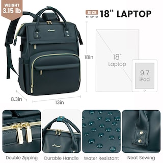 Foto 4 | Foto 4 | Mochila Lovevook de Piel para Portátil 18 Pulgadas para Mujer - Venta Internacional