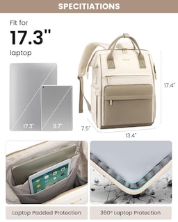 Foto 3 | Foto 3 | Mochila para Laptop LOVEVOOK 17 Pulgadas Beige - Venta Internacional