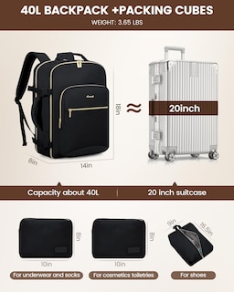 Foto 5 | Foto 5 | Mochila de Viaje Lovevook 40L Negra con Espacios para Laptop de 17'' - Venta Internacional