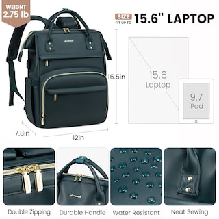 Foto 4 | Foto 4 | Mochila para Portátil Lovevook con Puerto Usb Verde - Venta Internacional