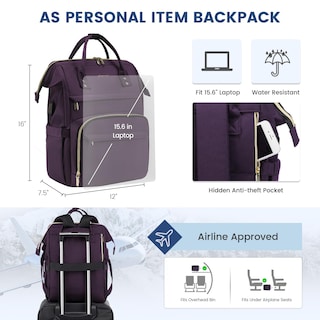 Foto 4 | Foto 4 | Mochila Lovevook College para Portátil de 15,6 Pulgadas Resistente al Agua Morado - Venta Internacional